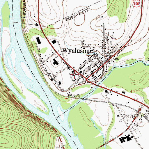 Topographic Map of Wyalusing Valley Volunteer Fire Department, PA