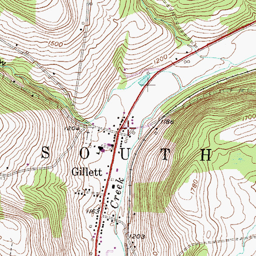 Topographic Map of South Creek Volunteer Fire Department Station 2, PA