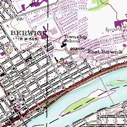 Topographic Map of East Berwick Hose Company 2 Station 174, PA