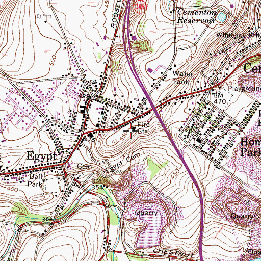 Topographic Map of Egypt Fire Company Station 39, PA