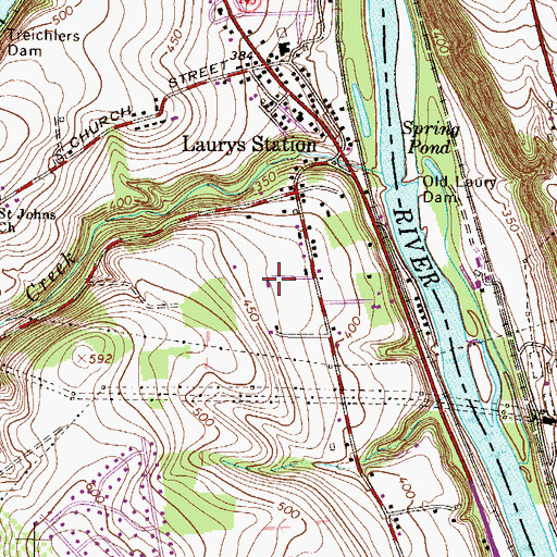 Topographic Map of Laurys Station Volunteer Fire Company Station 12, PA