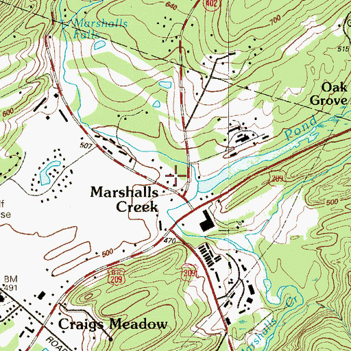 Topographic Map of Marshalls Creek Fire Company Station 29, PA