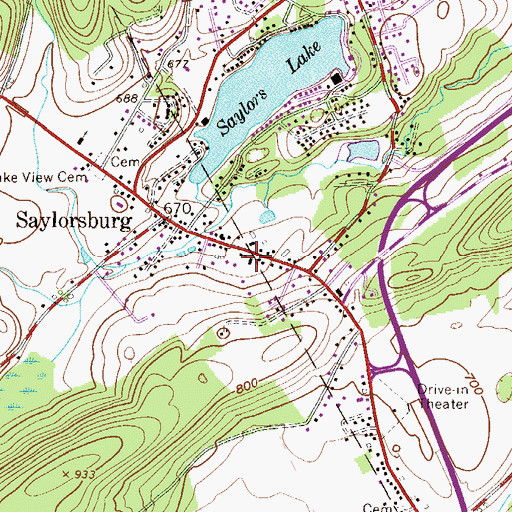 Topographic Map of Blue Ridge Hook and Ladder Fire Company Station 23 Saylorsburg, PA
