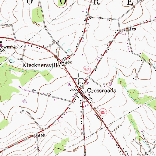 Topographic Map of Klecknersville Rangers Volunteer Fire Company Station 48, PA