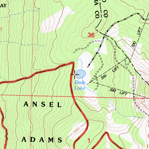 Topographic Map of Reds Lake, CA