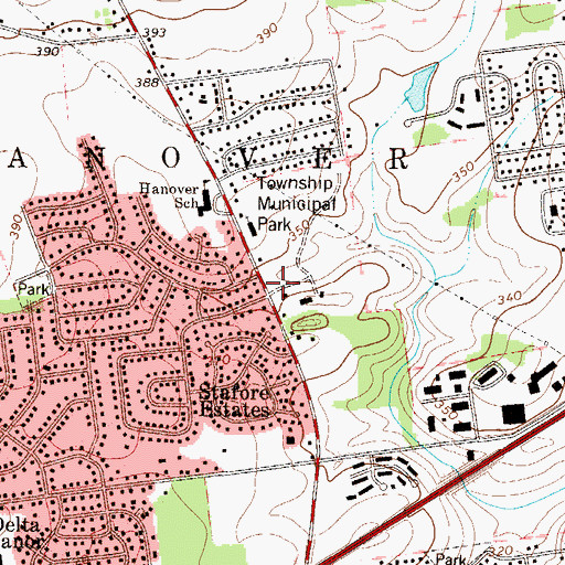 Topographic Map of Hanover Township Volunteer Fire Company 1 Station 15 - 2, PA