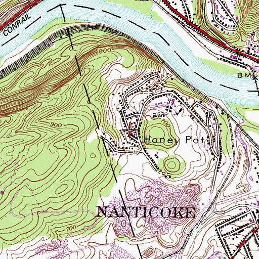 Topographic Map of Honey Pot Volunteer Active Fire Company, PA
