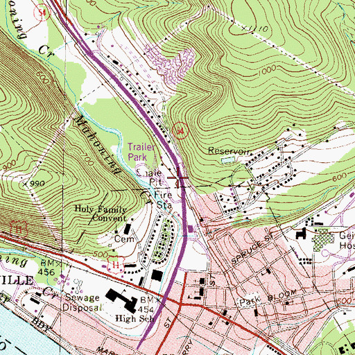 Topographic Map of Continental Fire Company 3, PA