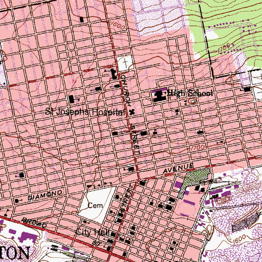 Topographic Map of Diamond Engine Hose Hook and Ladder Company 2, PA