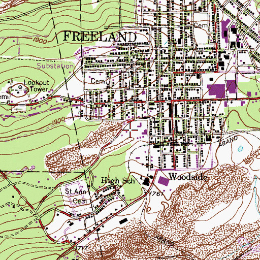 Topographic Map of Fearnots Volunteer Fire Company, PA