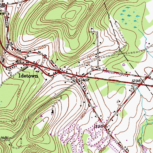 Topographic Map of Jonathan R Davis Volunteer Fire Company, PA