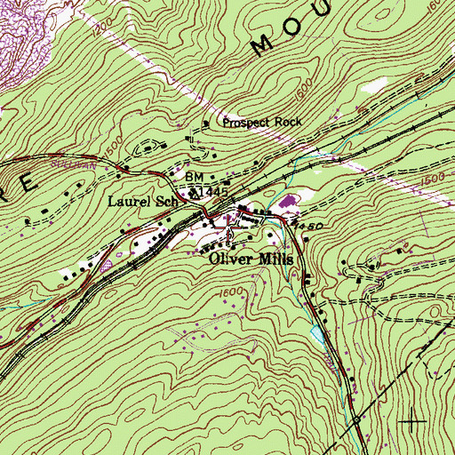 Topographic Map of Laurel Run Volunteer Fire Department, PA