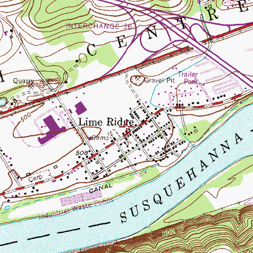 Topographic Map of Lime Ridge Fire Company Station 200, PA