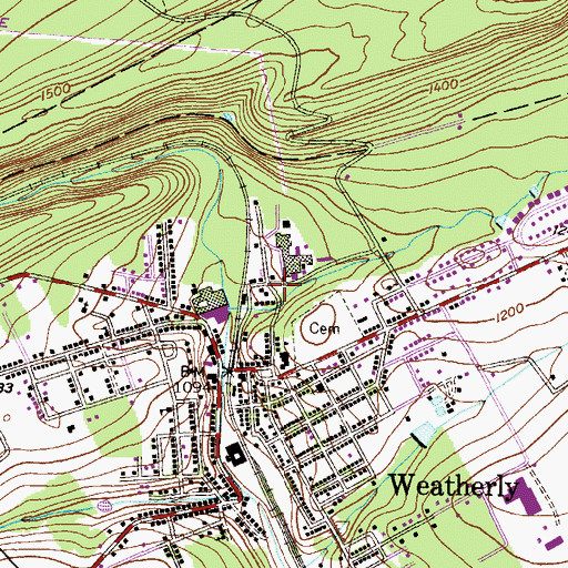 Topographic Map of Citizens Fire Company District 20, PA