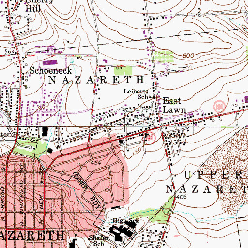 Topographic Map of Upper Nazareth Fire Department, PA