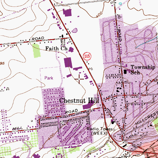Topographic Map of Forks Township Fire Department Station 25 - 1, PA
