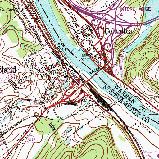 Topographic Map of Portland Borough Fire Department Station 33, PA