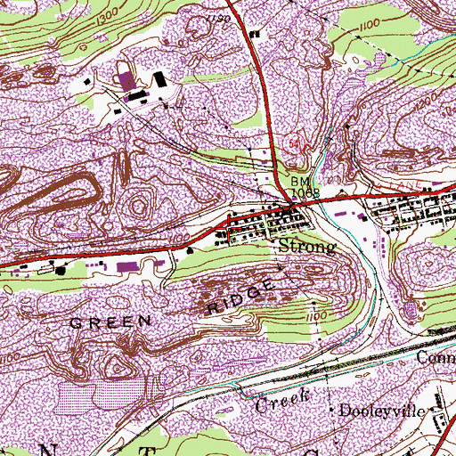 Topographic Map of Strong Volunteer Fire Company Station 25, PA