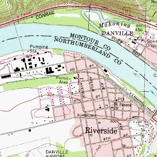 Topographic Map of Southside Fire Company Station 7 - 7, PA