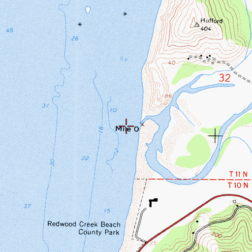 Topographic Map of Redwood Creek, CA