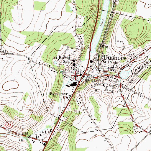 Topographic Map of Dushore Volunteer Fire Company Station 57, PA