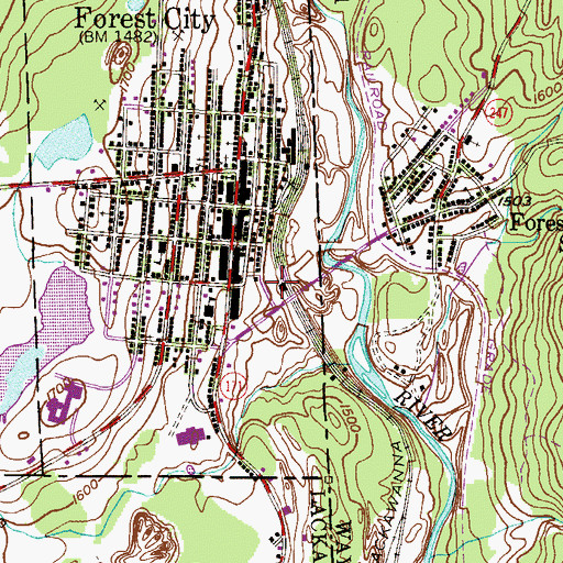 Topographic Map of Forest City Fire Department Station 41, PA
