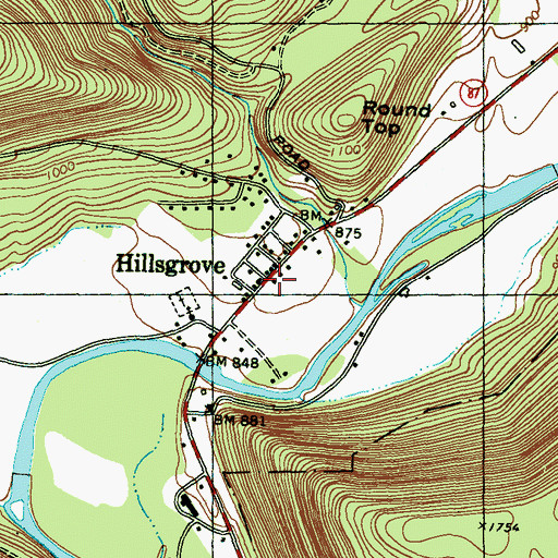 Topographic Map of Hillsgrove Volunteer Fire Company Station 54, PA