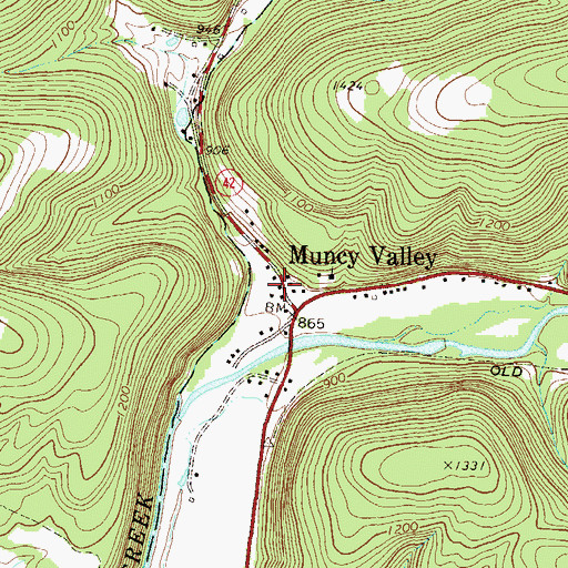 Topographic Map of Muncy Valley Area Volunteer Fire Company Station 52, PA
