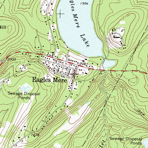 Topographic Map of Eagles Mere Volunteer Fire Company Station 51, PA