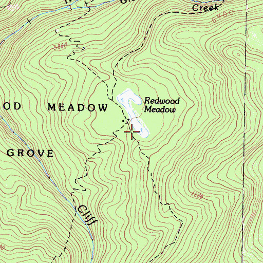 Topographic Map of Redwood Meadow, CA