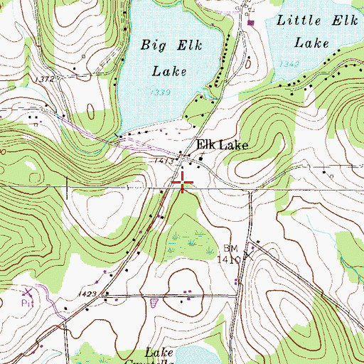 Topographic Map of Elk Lake Volunteer Fire Company, PA