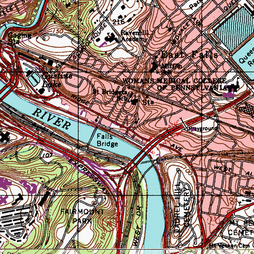 Topographic Map of Philadelphia Fire Department Engine 35 Ladder 25, PA