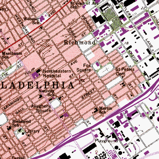 Topographic Map of Philadelphia Fire Department Engine 28, PA