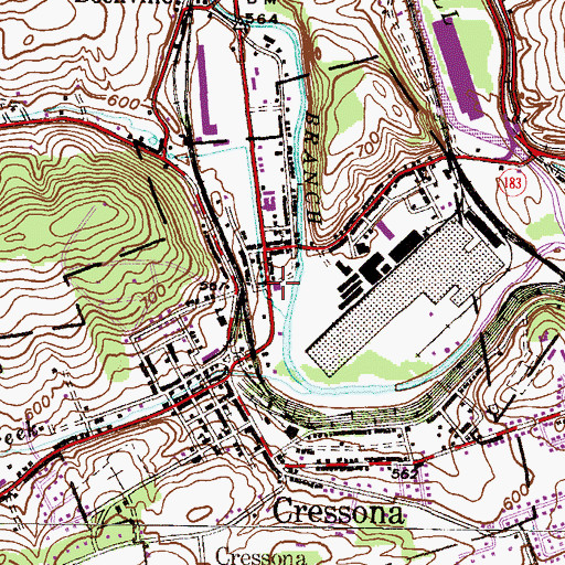Topographic Map of Cressona Fire Company District 41 Station 2, PA
