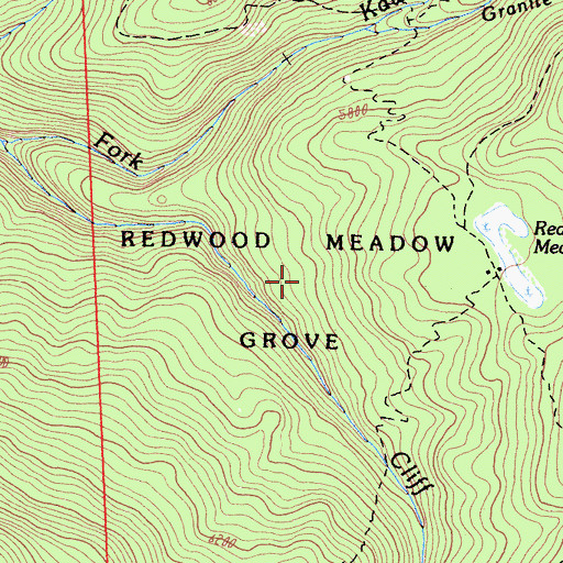 Topographic Map of Redwood Meadow Grove, CA