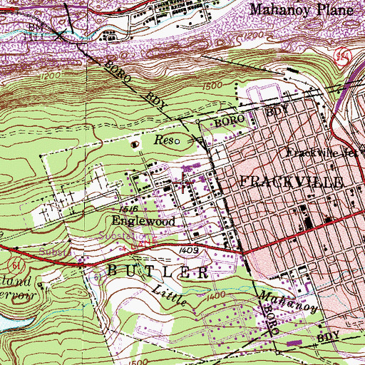 Topographic Map of Friendship Fire Company District 4 Station 4 - Englewood, PA