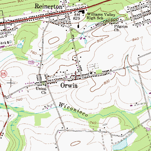 Topographic Map of Orwin Fire Company District 22 Station 4, PA