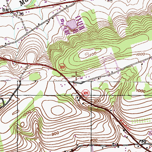 Topographic Map of West Penn Fire Company District 37 Station 1, PA