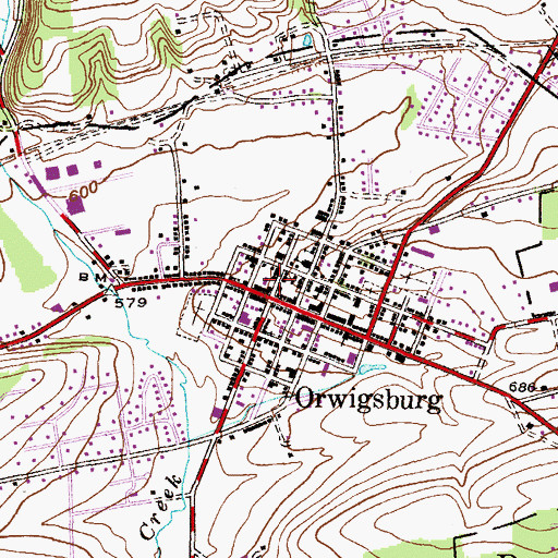Topographic Map of Orwigsburg Fire Department District 56 Station 1, PA