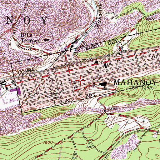 Topographic Map of Washington Hook and Ladder Company District 48 Station 4, PA