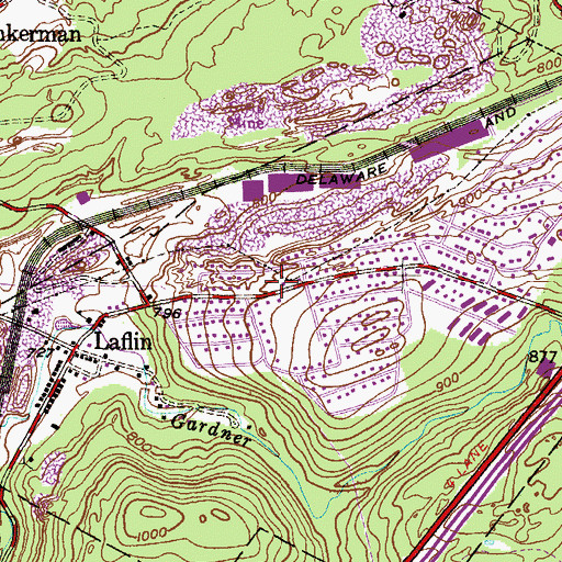 Topographic Map of Laflin Volunteer Fire Department, PA