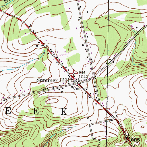 Topographic Map of Summerhill Fire Company Station 310, PA