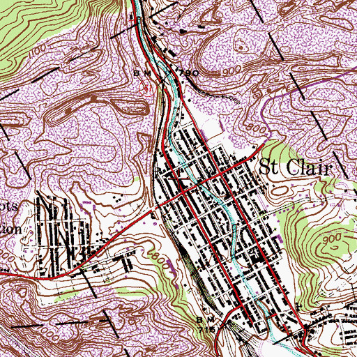 Topographic Map of Rescue Hook and Ladder Fire Company District 61 Station 3, PA