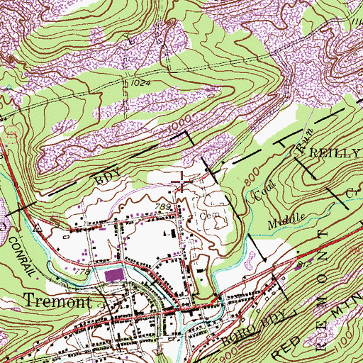 Topographic Map of Tremont Fire Company District 67 Station 1, PA