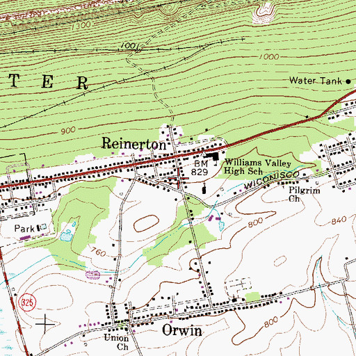 Topographic Map of Reinerton Volunteer Fire Company District 22 Station 3, PA