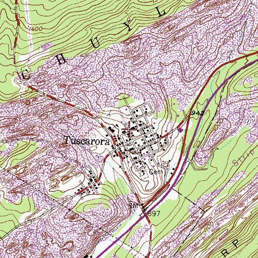 Topographic Map of Tuscarora Fire Company District 27 Station 3, PA