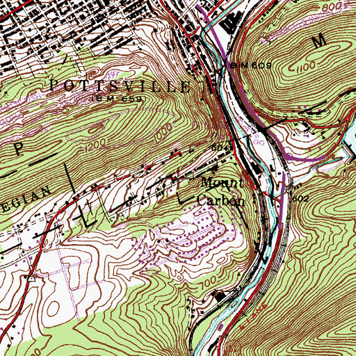 Topographic Map of Mount Carbon Fire Company District 53 Station 2, PA