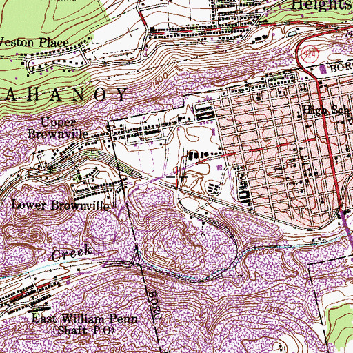 Topographic Map of Shenandoah Fire Department District 64 Station 1 - Columbia, PA