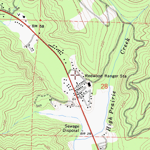 Topographic Map of Redwood Ranger Station, CA