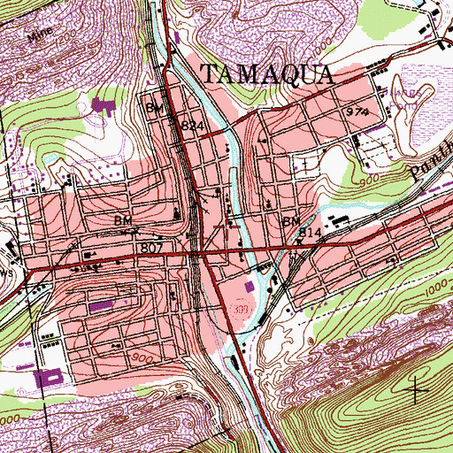 Topographic Map of American Hose Company District 65 Station 1, PA